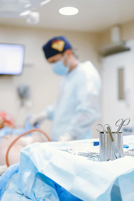 A cosmetic surgeon in an operation theatre