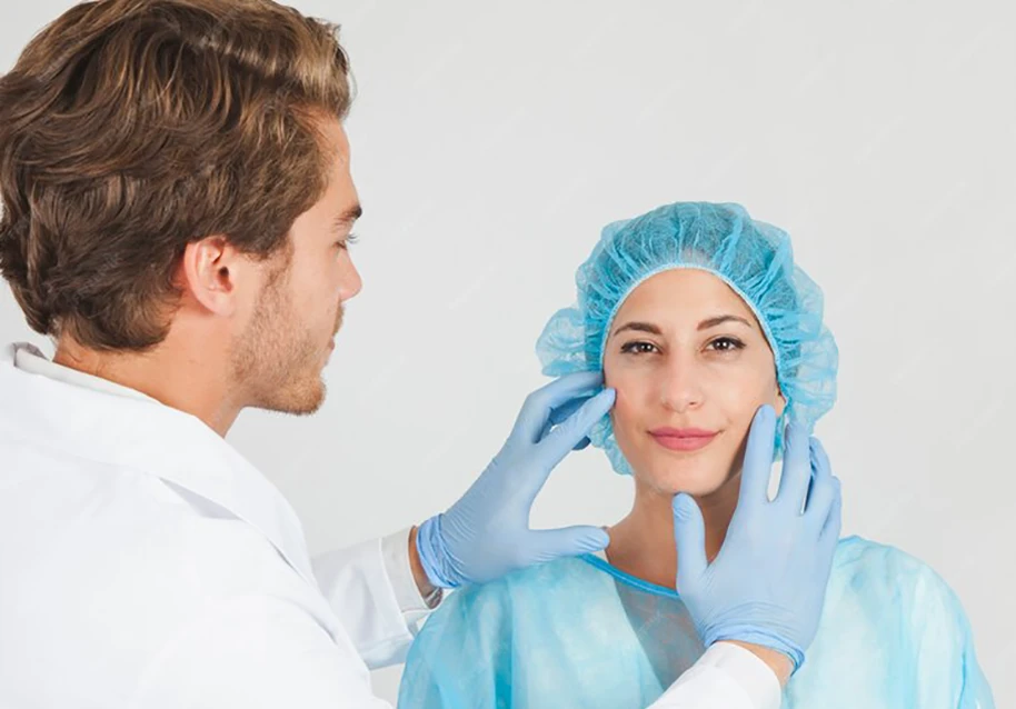 A patient discussing post-operative care with a surgeon.