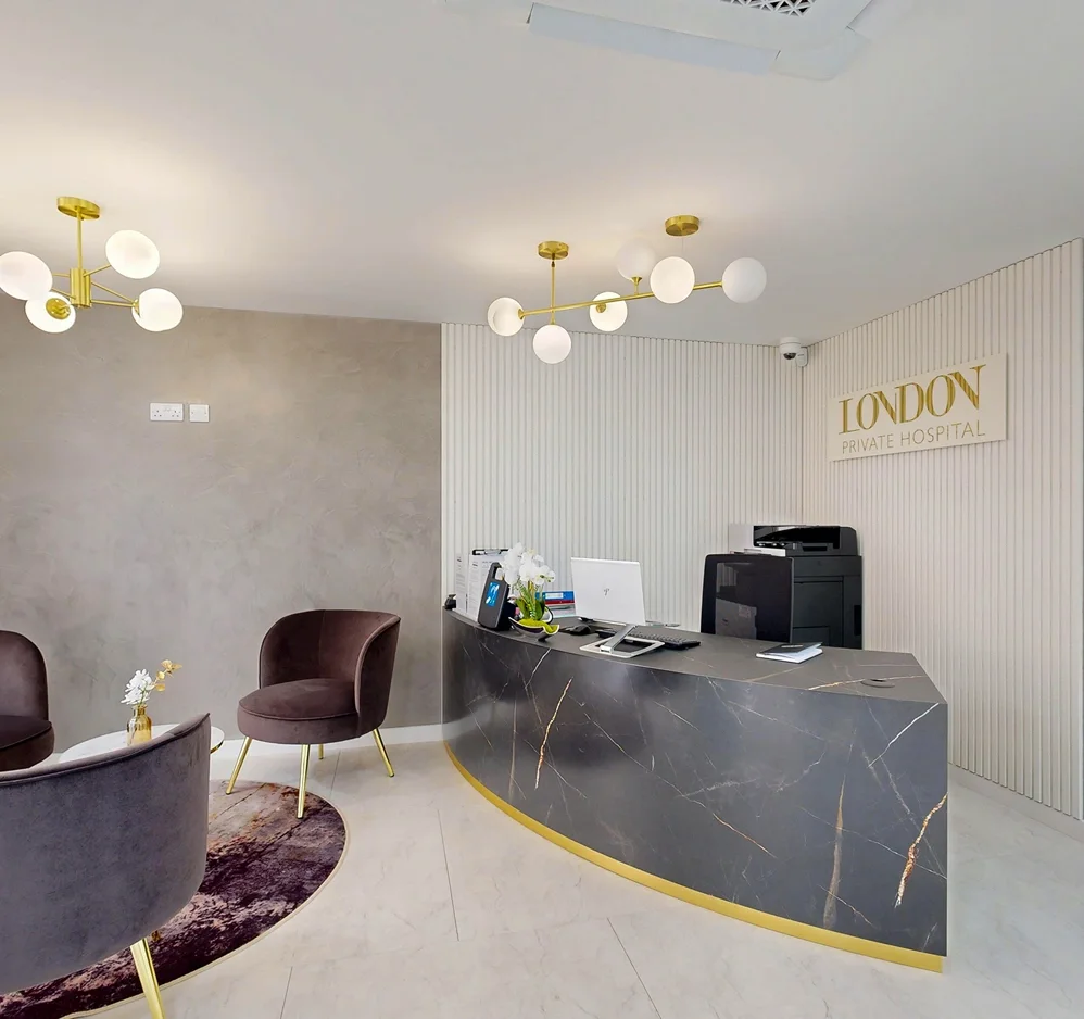 Modern reception at London Private Hospital